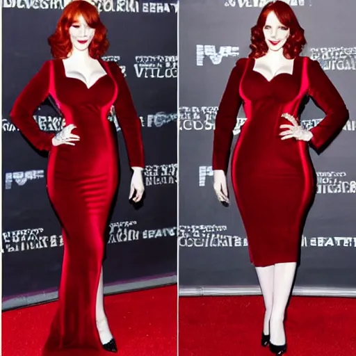 Image similar to christina hendricks in a red velvet dress