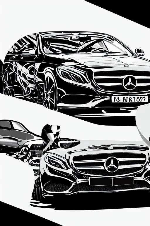 Prompt: advertising illustration for mercedes