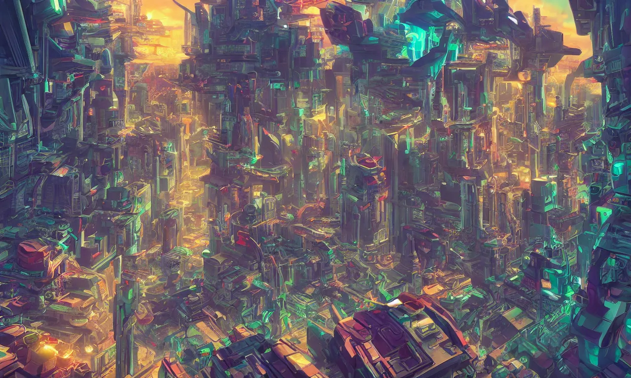 Image similar to futuristic city, illustration painting, oil on canvas, intricate, portrait, detailed illustration, hd, digital art, overdetailed art, concept art, complementing colors, detailed, illustration painting by alex gray, digital art, overdetailed art, concept art, complementing colors rendered by beeple, syd meade