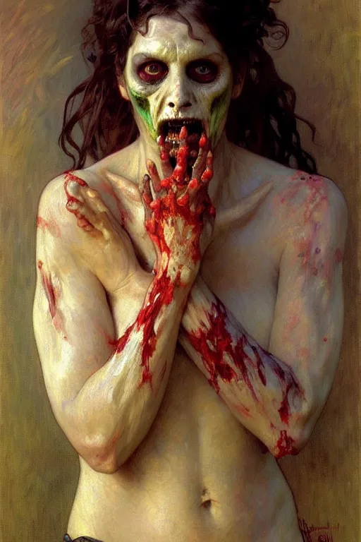 Image similar to zombie mummy, painting by daniel gerhartz, alphonse mucha, bouguereau, monet, detailed art, artstation