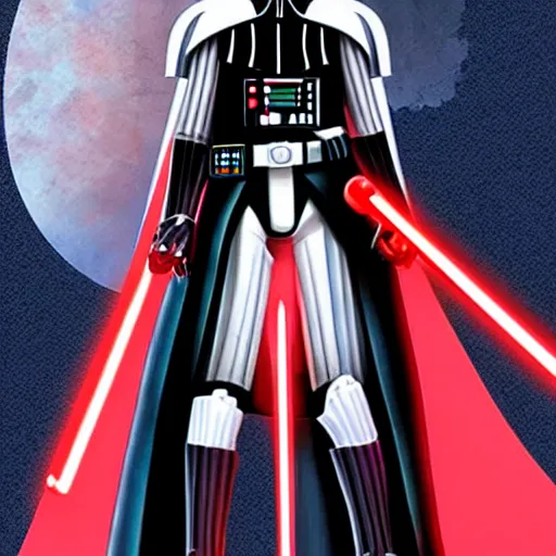 Image similar to Darth Vader as a hot anime girl