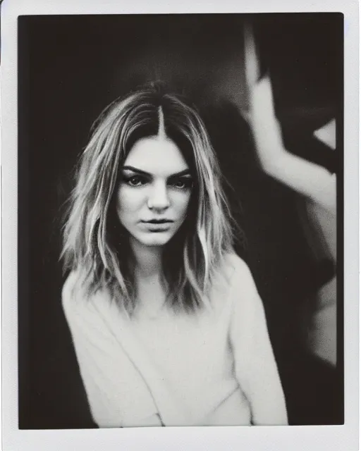 Image similar to a portrait photograph of kendall, polaroid