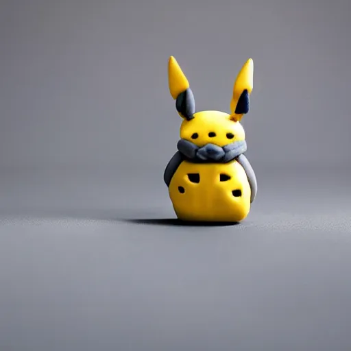 Prompt: the cutest little polymer clay totoro and pikachu hybrid, unreal engine, bokeh