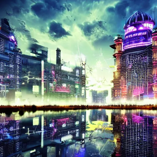 Image similar to lahore city, future, cyber theme, 2 0 8 0