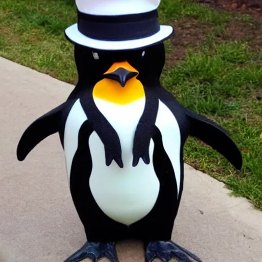 Prompt: real life penguin, wearing sunglasses, police hat, and police baton