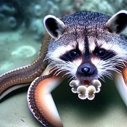 Image similar to photo of a hybrid between an octopus and a raccoon