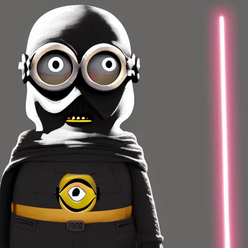 Prompt: a minion as a sith lord, digital art