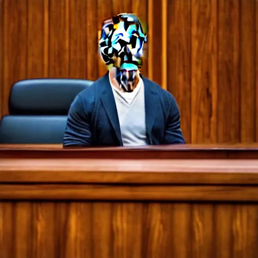 Prompt: ryan reynolds on trial in a court room, highly detailed, extremely high quality, hd, 4 k, 8 k, professional photographer, 4 0 mp, lifelike, top - rated, award winning, realistic, detailed lighting, detailed shadows, sharp, no blur, edited, corrected, trending