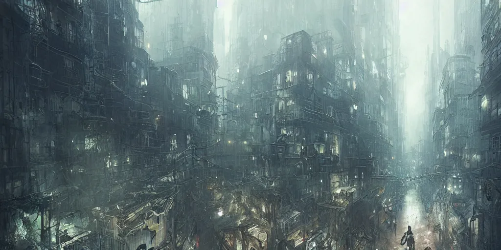 Prompt: cthulhu in a dystopian city, by greg rutkowski, horror, cgsociety, trending on artstation