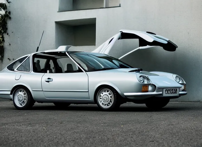 Prompt: photo still of a toyota corolla with open!!! gullwing doors!!! gullwing doors gullwing doors!!!, 8 k, 5 2 mm f 1 2