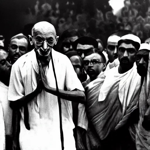 Image similar to Mahatma gandhi in a rap battle