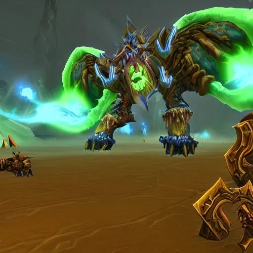 Image similar to world of warcraft screenshot, giant gibbering mouther raid boss