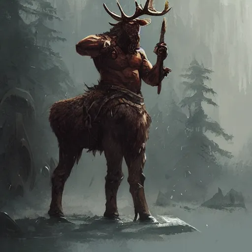 Image similar to anthropomorphic moose barbarian by greg rutkowski