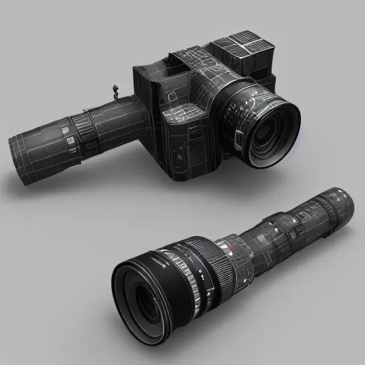 Image similar to a camera design inspired by Star Wars, 3d render concept, realistic