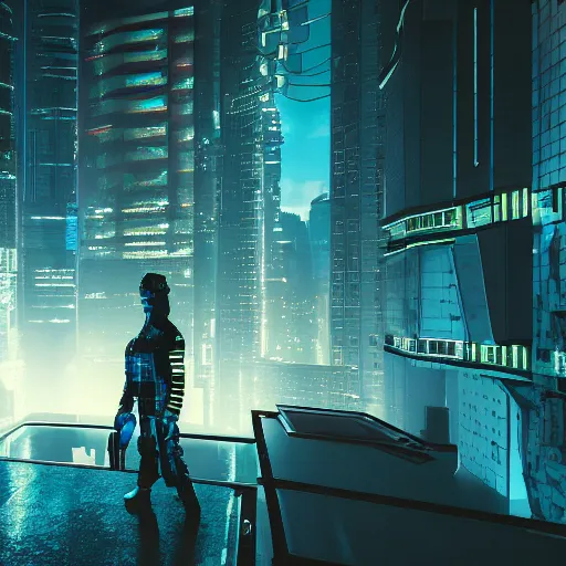 Prompt: cyberpunk architect constructing an adventure, 4 k, dramatic lighting