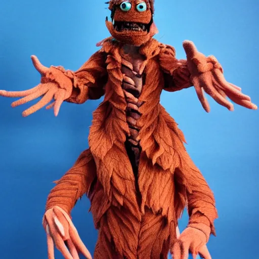 Image similar to demogorgon as a muppet. highly detailed felt. hyper real photo. 4 k.