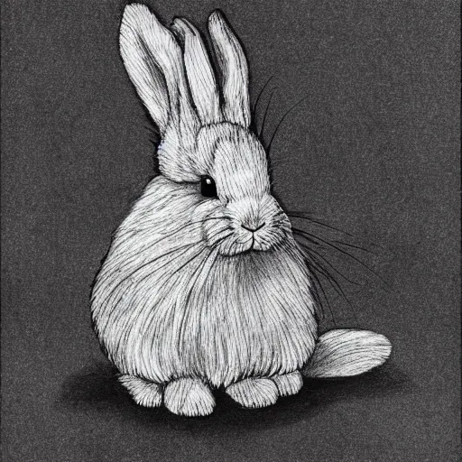 Image similar to soft and velvety ink drawing of a cute rabbit with a fine composition, 8 k