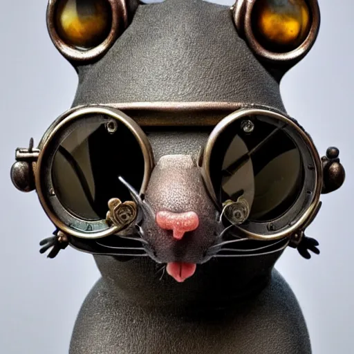 Prompt: a rat with steampunk googles, by Guillaume Seignac