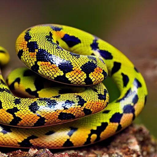 Image similar to “ 4 k photo of colorful poisonous two headed snake, highly realistic ”