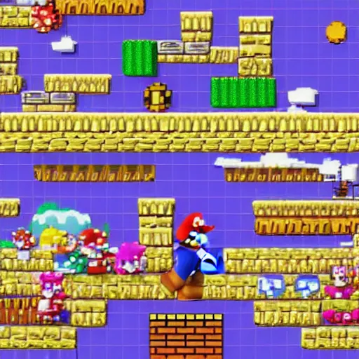 Prompt: Setting the Super Mario glitch world world record trending on twitch.tv