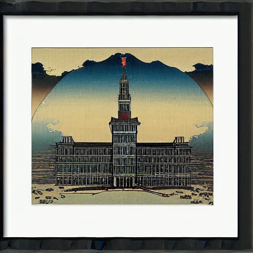 Image similar to moscow state university main building by katsushika hokusai