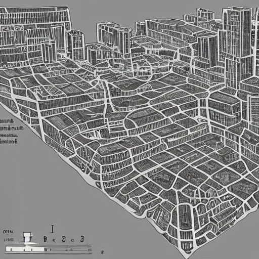 Image similar to map of a city Block of new york, after the zombie-apocalypse, top down perspecrive