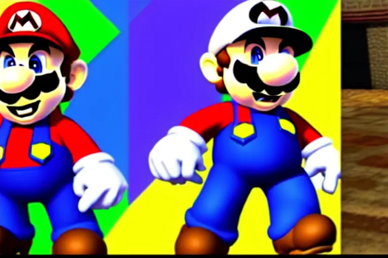 Prompt: Sans Cameo in Super Mario 64