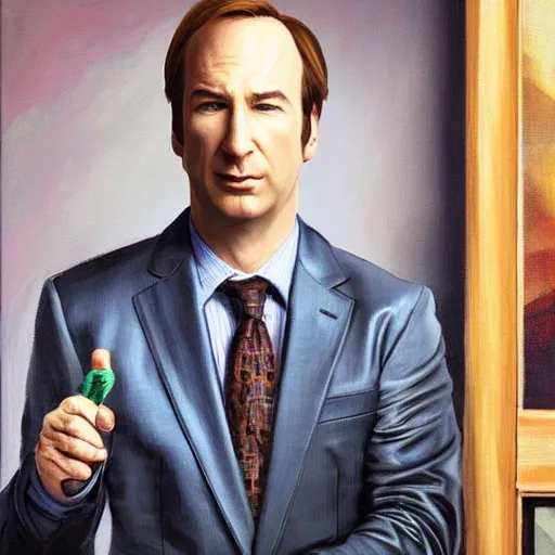 Prompt: bob odenkirk as saul goodman, painting by raphael