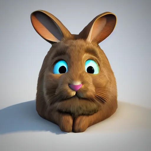 Image similar to rabbit, forest, house, 3d rende, Pixar style,