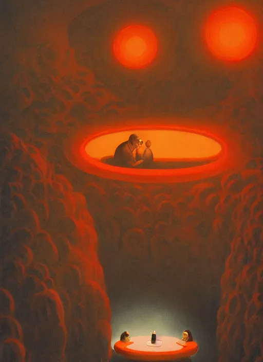 Image similar to spherical lava people at underwater restaurant Edward Hopper and James Gilleard, Zdzislaw Beksinski highly detailed