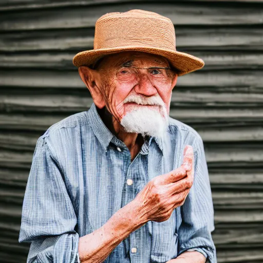 Image similar to elderly man wearing a hat made from spaghetti, Canon EOS R3, f/1.4, ISO 200, 1/160s, 8K, RAW, unedited, symmetrical balance, in-frame