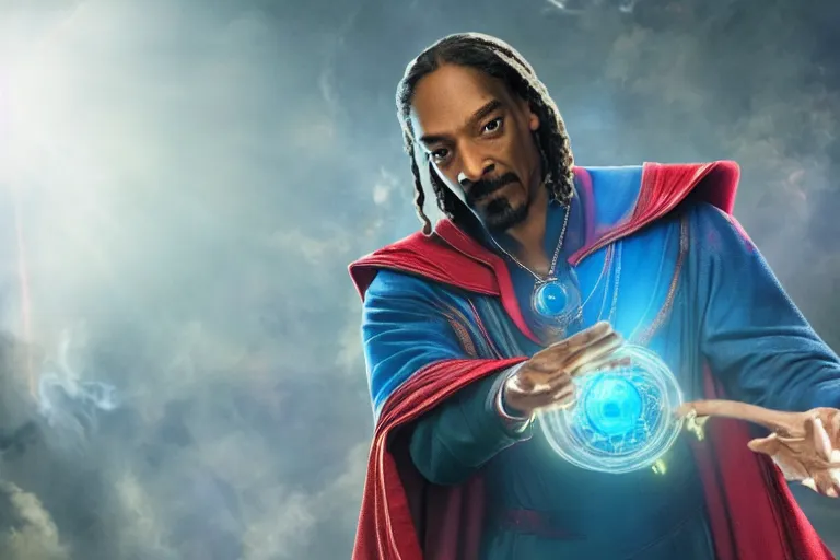 Image similar to film still of snoop dogg as doctor strange in avengers endgame, 4 k