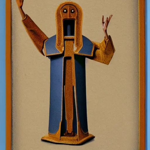 Image similar to a humanoid robot depicted as a saint