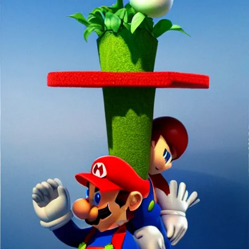 Image similar to super Mario with giant Venus flytrap