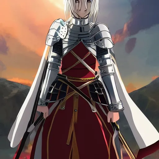 Prompt: a medieval anime knight very pretty, sasucchi 9 5, epic, cinematic great lighting