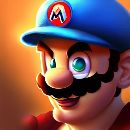 Image similar to Portrait of Super Mario, rec cap, face, fantasy, intricate, elegant, highly detailed, digital painting, artstation, concept art, smooth, sharp focus, illustration, art by Fernanda Suarez and Artem Demura and alphonse mucha