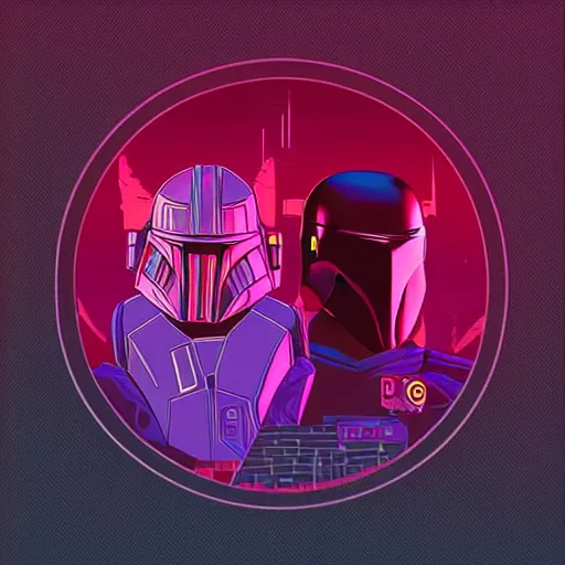 Image similar to Mandalorian isometric synthwave digital art