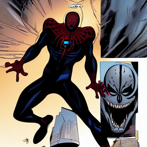 Image similar to peter parker being taken over by the venom symbiote