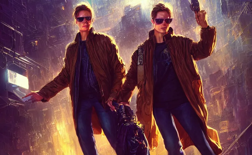 Prompt: marty mcfly wearing gold shades roaming around in the matrix, highly detailed, cinematic lighting, magical atmosphere, fantasy art, fine details by stanley artgerm lau, wlop, rossdraws, james jean, andrei riabovitchev, marc simonetti, and sakimichan, trending on artstation