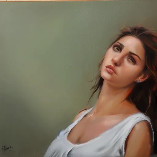 Image similar to beautiful italian woman in tuscany, oil painting, artstation, photorealistic