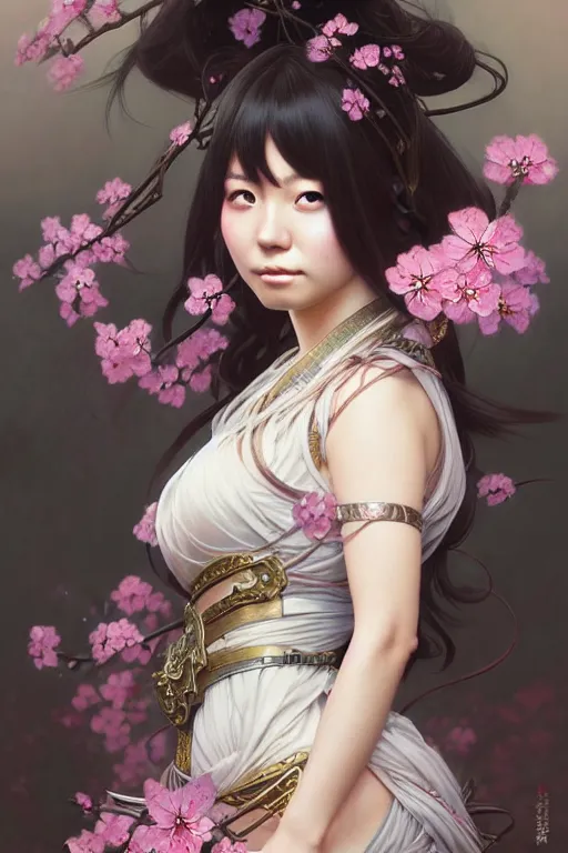 Prompt: Portrait of japanese gyaru, D&D, dark fantasy, sakura blooming on background, intricate, elegant, highly detailed, digital painting, artstation, concept art, smooth, sharp focus, illustration, art by artgerm and greg rutkowski and alphonse mucha