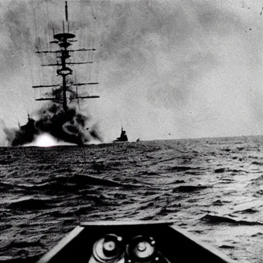 Prompt: view from a batteship firing a broadside, kamikaze planes diving, world war ii, high resolution photo