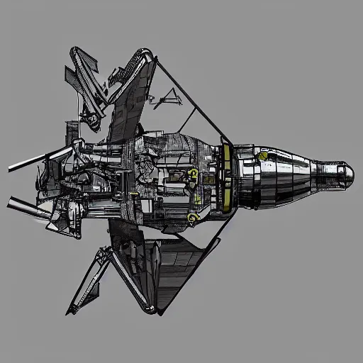 Prompt: detailed spacecraft in the style of chris bjerre