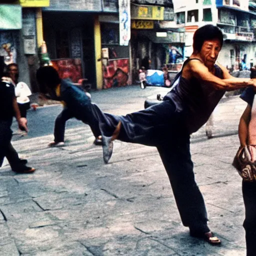 Image similar to jackie chan getting robbed in rio de janeiro