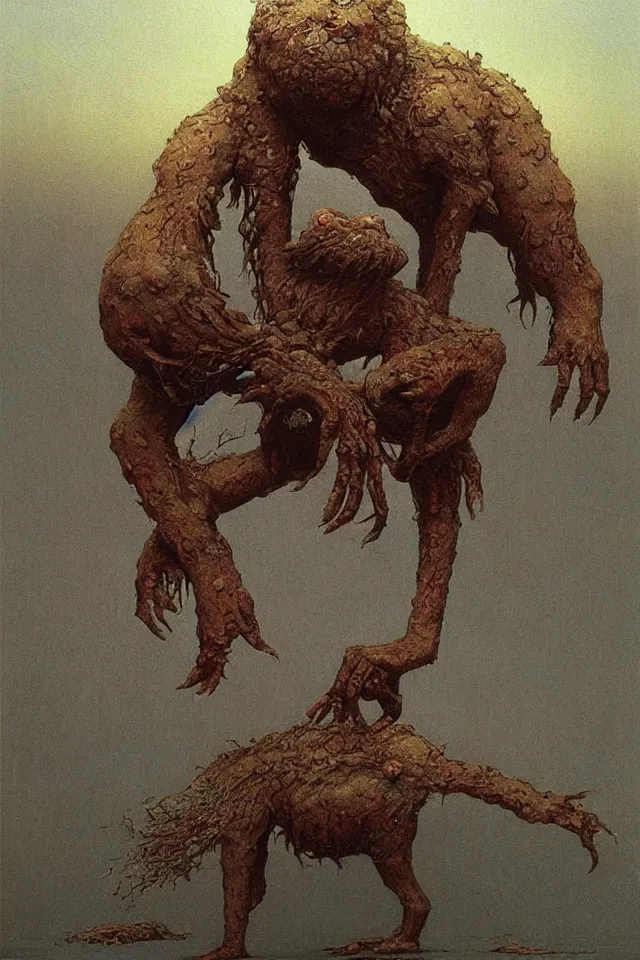 Image similar to a giant cute monster 4k by zdzisław beksiński