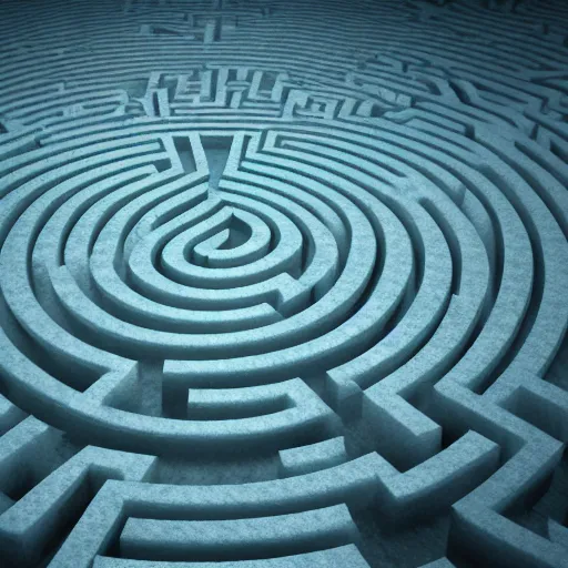 Prompt: a labyrinth maze in the winter, realistic, film still, cinematic lighting, cinema 4 d - n 4