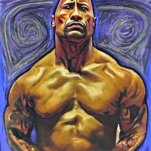 Prompt: portrait of dwayne johnson by picasso