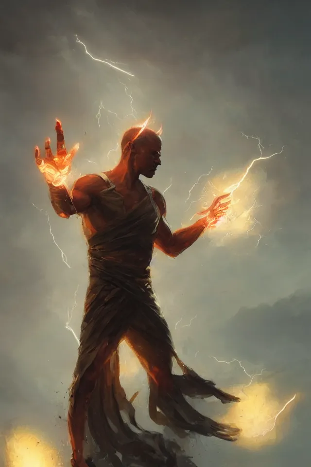 Image similar to the god of lightning by Greg rutkowski