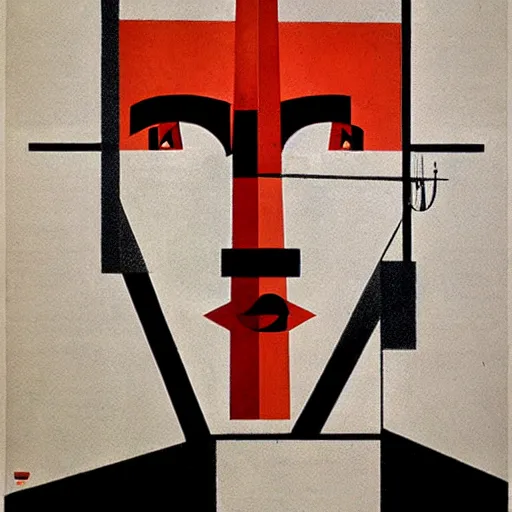 Prompt: lithography bauhaus conceptual figurative post - morden monumental portrait by el lissitzky, illusion surreal art, highly conceptual figurative art, intricate detailed illustration, controversial poster art, polish poster art, geometrical drawings, no blur