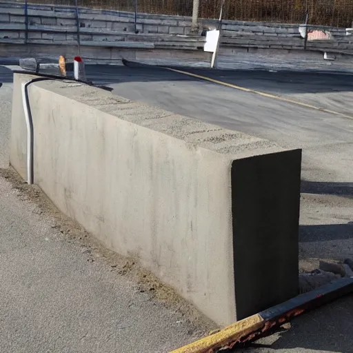 Prompt: pig shaped jersey barrier made from concrete in the style of brutalism